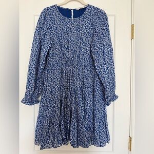 Blue Floral Long Sleeve Dress